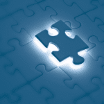 Ein Puzzle Symbolbild in blau